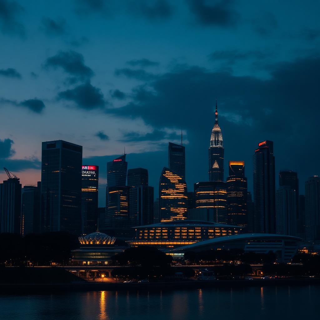 Skyline de Singapour au crépuscule
