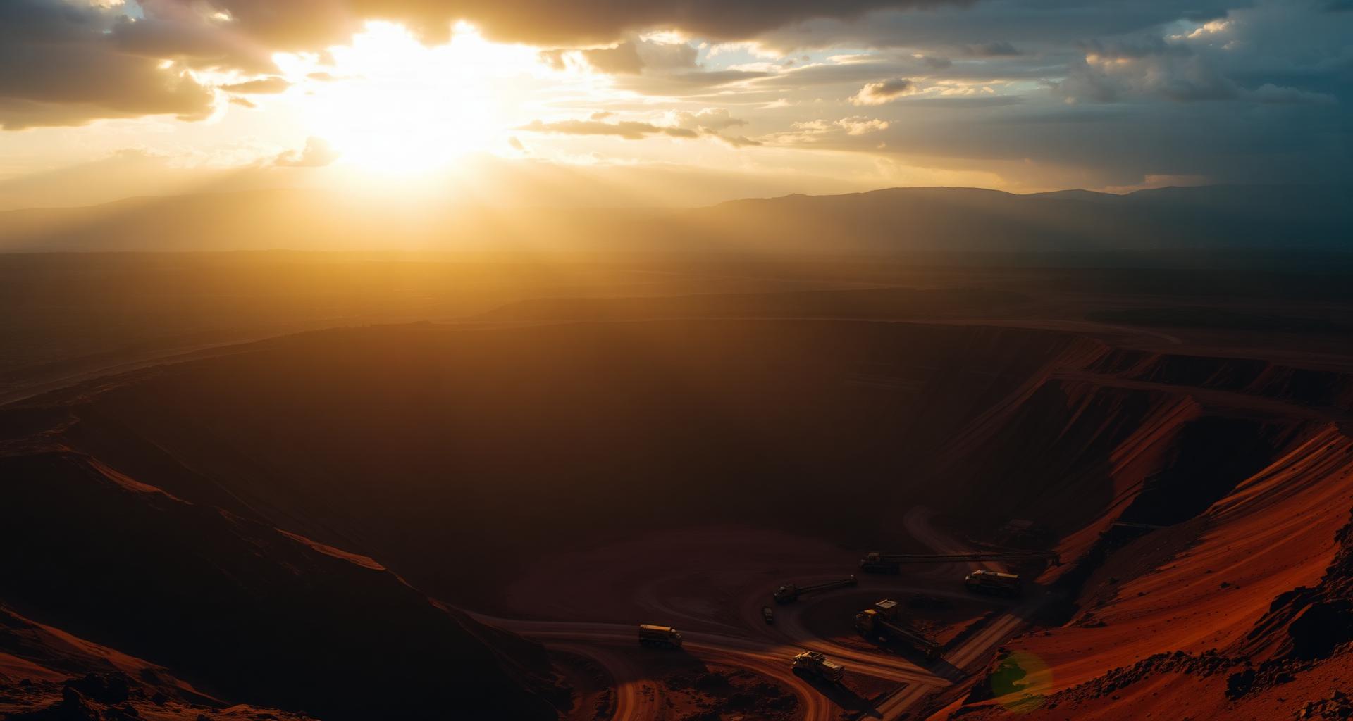 Mine de bauxite en Afrique de l'Ouest au coucher du soleil